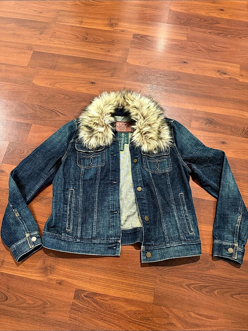 Y2K Lauren Ralph Lauren denim jacket Denim with fur Jacket with